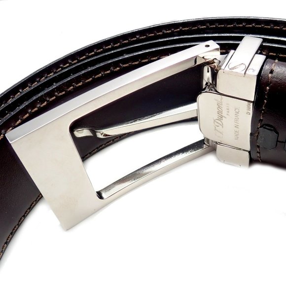 Authentic S. T. Dupont Black Leather Palladium Belt w/ Box + Card 47" - Picture 6 of 7